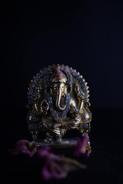 Ganesha Metal Idol with Black Background