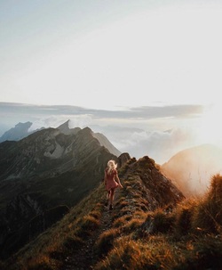 Girl on Mountain Photo