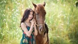 Girl With Horse HD Wallpaper