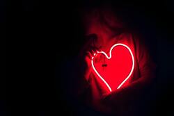 Girl With Red Colour Lighting Heart