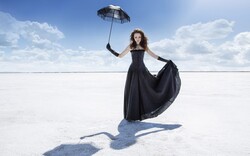 Girl With Umbrella in Black