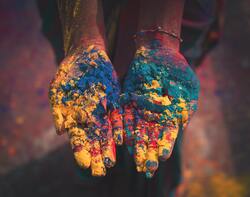 Hands With Holi Colours