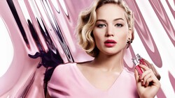 Jennifer Lawrence 8K Pink Background Image