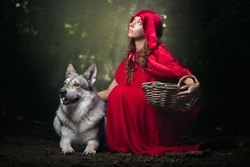 Lady With Wolf And Basket