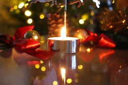 Lighting Candle Decoration on Christmas