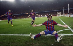 Lionel Messi Celebrating After Scoring Goal