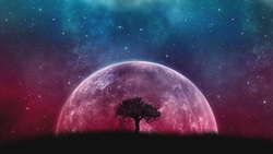 Lone Tree Planet Fantasy Photo