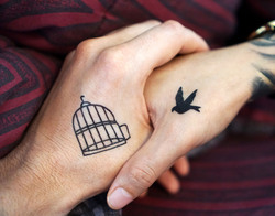 Lovely Couple Tattoo on Hand