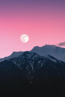 Moon on Snowy Mountain