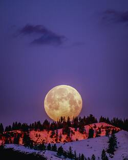 Moon Over Snowcapped Mountain HD Mobile Wallpaper