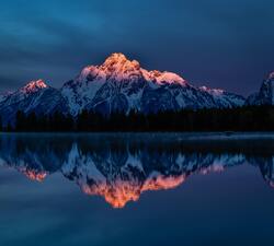Mountain Shadow Display in Lake Water