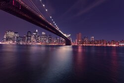New York City Night View with Bridge