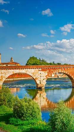 Ponte Pietra Arch Bridge in Verona Italy