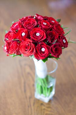 Red Roses on Transparent Pot