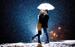 Romantic Couple in Rain