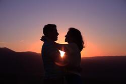 Romantic Couple Love During Sunset