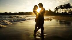 Romantic Couple on Beach 4K Photo