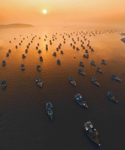 Ship During Sunset Photo