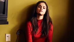 Singer Selena Gomez in Red TShirt