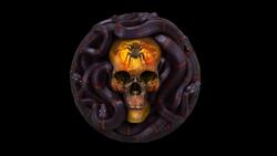 Skull Around Snake 4K Wallpaper