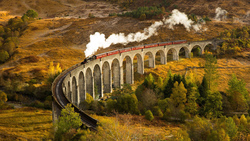 Train Running on Beautiful Bridge