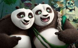 Two Cartoon Pandas Enjoying