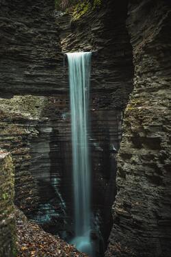 Waterfall Between Mountains