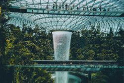 Waterfall in Orangery in Singapore Airport
