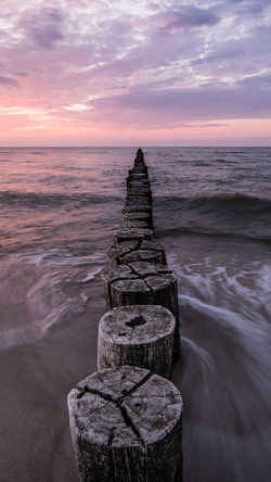 Wooden Row Bridge in Sea