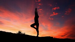 Yoga Position Man With Sunset